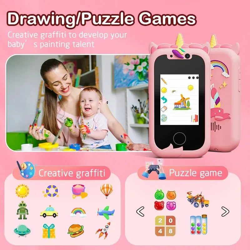 Kids Smart Phone Camera Toys Touchscreen Learning Toy for 3-8 Year Old Boys Girls Phone MP3 Player Christmas Birthday Gifts