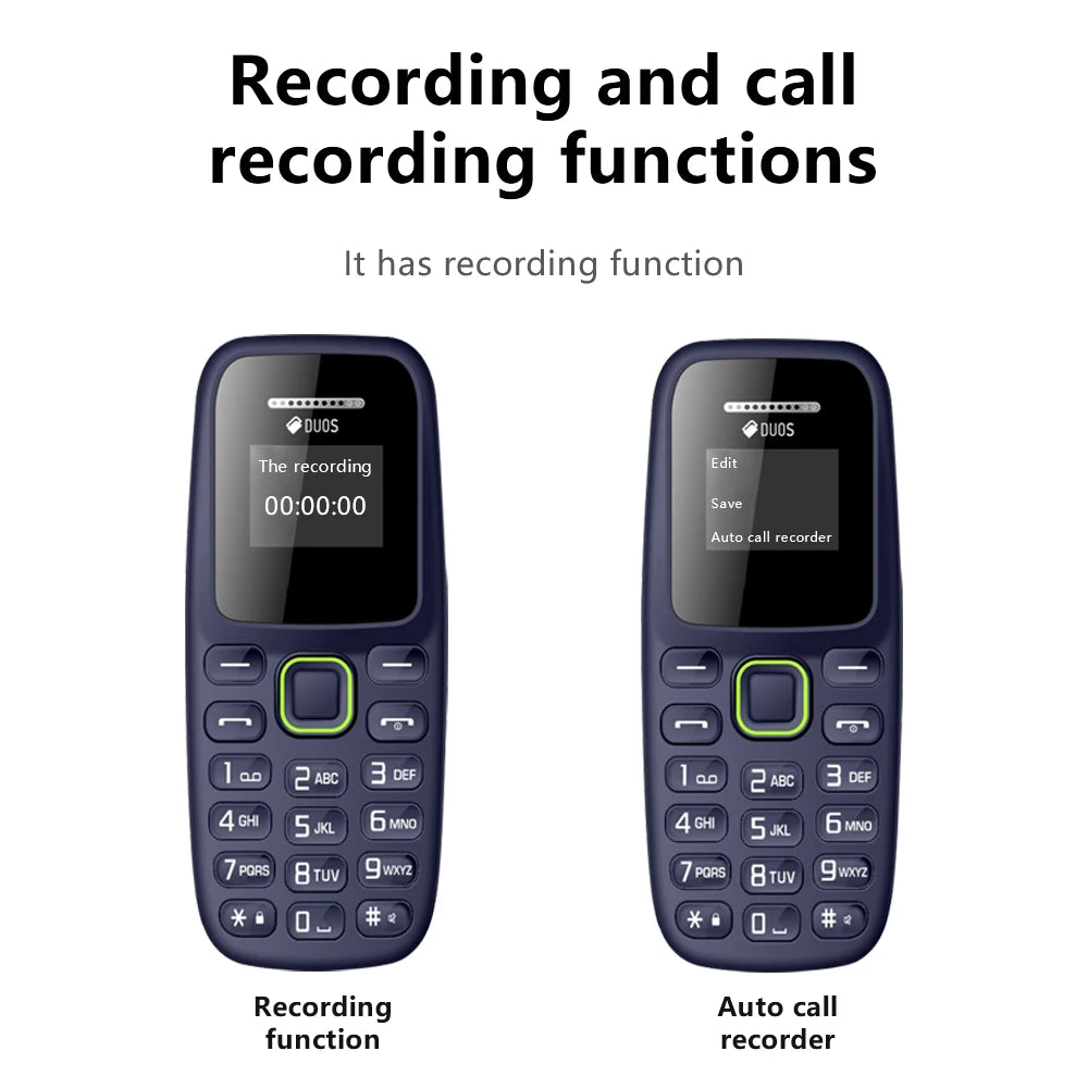 BM310 Small Mobile Phones Unlocked Bluetooth Earphone Telephone Low Radiation Automatic Call Recording Dual SIM Small Cell Phone